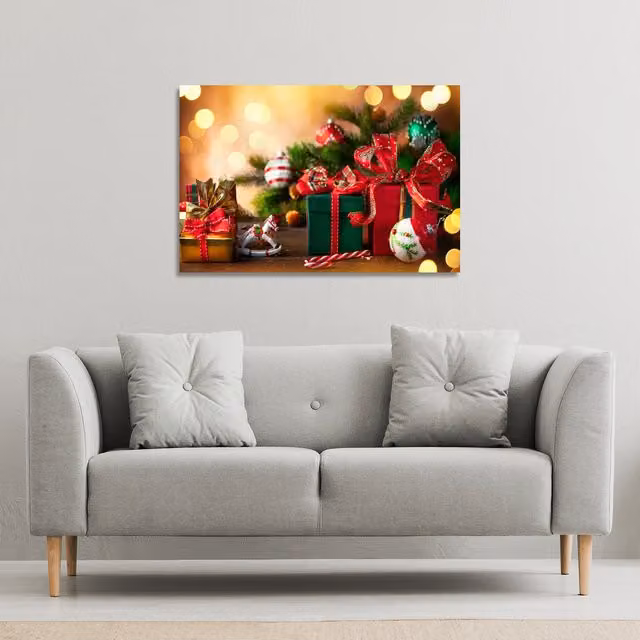 Benjamin Tate Design LTD Christmas Holidays Gallery Canvas, Green and Multicolour, W: 77 cm, H: 51 cm