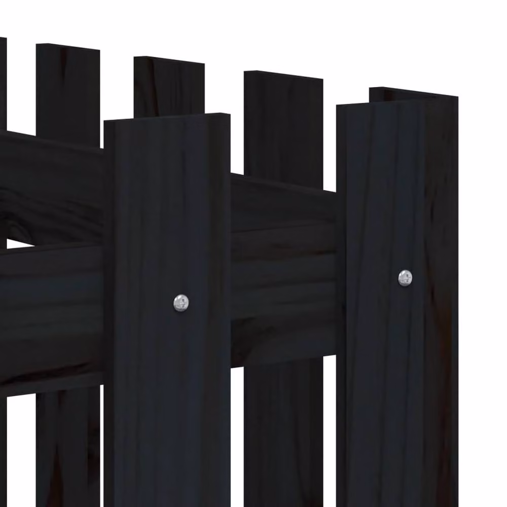 Berkfield Home Garden Raised Bed with Fence Design in Black Solid Wood, W: 150 cm, D: 50 cm, H: 70 cm – 5
