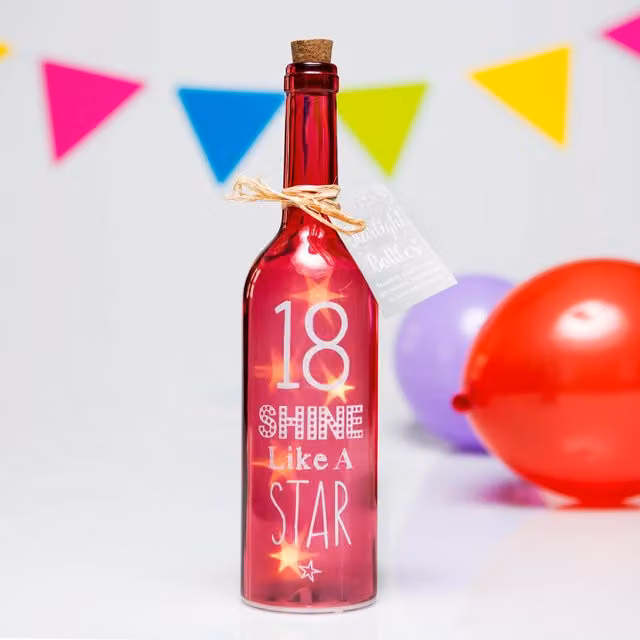 Boxer Gifts Women's 18th Birthday Starlight Glass Bottle in Red and Multicolour – 1