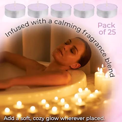 Deco Express Cherry Blossom Scented Tealight Candles, Pink, 25 Pack – 5