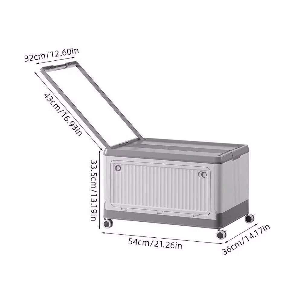 KORVIXA Grey Plastic Large Folding Toy and Clothing Storage Box with Lid, W/D/H: 100 x 100 x 33.5 cm – 2