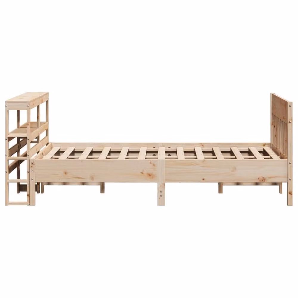 Berkfield Home Rustic Solid Wood Pine Bed Frame in Natural, W/D/H: 140 x 200 cm – 2