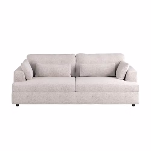 Solace+Co Drew 3 Seater Modern Chenille Lounge Sofa in Cream with Foam-Filled and Removable Cushion Covers