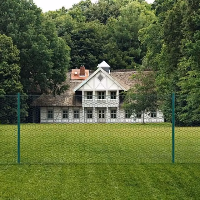 Berkfield Home Green PVC-Coated Steel Wire Mesh Fence with Posts, 25 x 0.5 m – 1