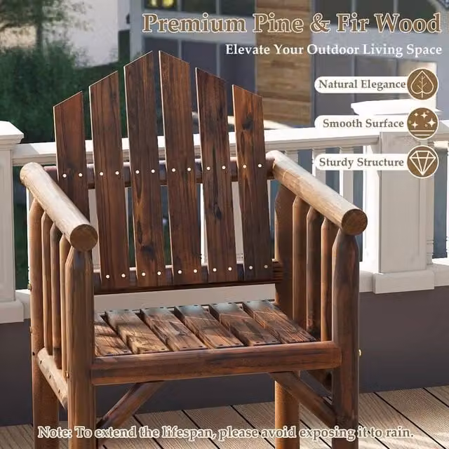 SPETLEK Brown Wooden Outdoor Armchair for Garden and Patio