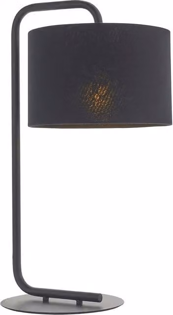 Loops Black Satin Table Lamp with Fabric Cylinder Shade – 1