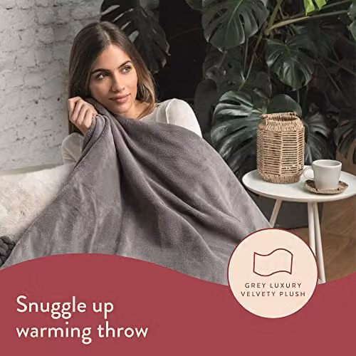Dreamland Snuggle Up Electric Throw in Grey, Luxury Velvet Plush with 6 Temperature Settings, W/D: 160 x 120 cm – 5