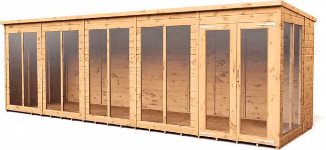 Empire Sheds Empire 20x6 Pent Summerhouse with Double Door and Windows in Brown