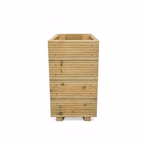 Planter Potters Small Tall Wooden Decking Planter Tub in Brown – 1
