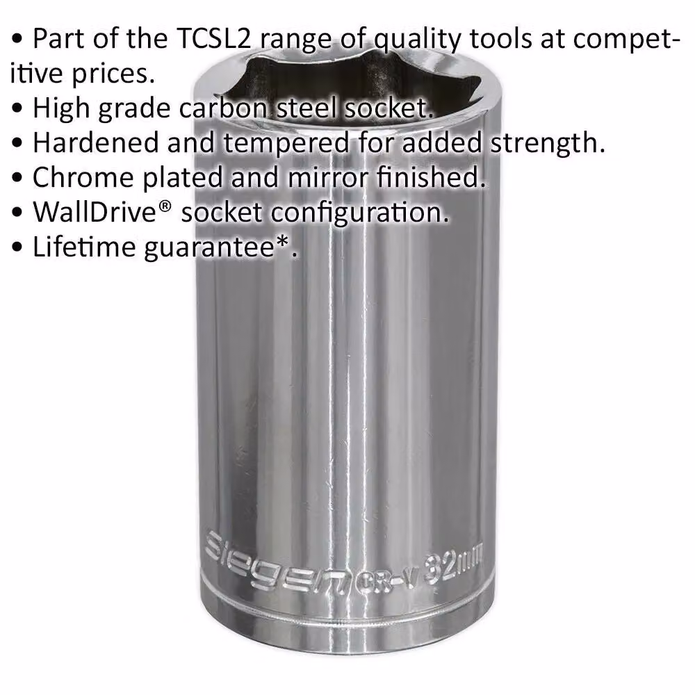 Loops 32mm Deep Drive Socket 1/2 inch Square Drive in Silver Chrome Plated Carbon Steel – 2