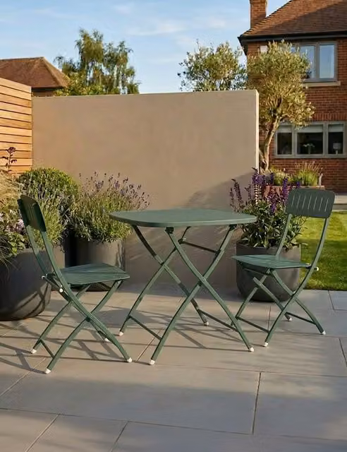 Royalcraft Venice Square Bistro Set in Matt Green Powder Coated Steel
