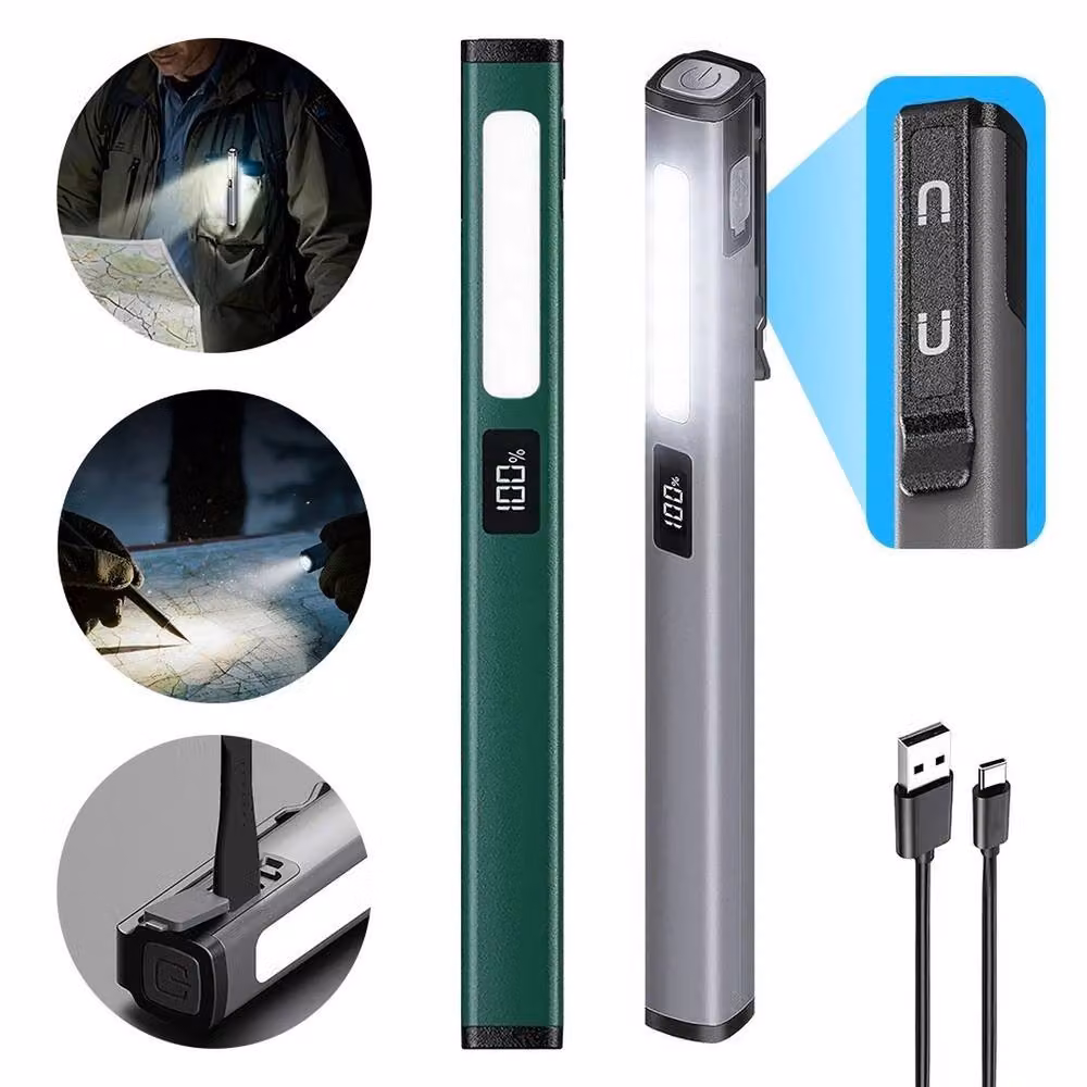 Kelvenix Green Mini LED Pen Light with Magnetic Base and Rechargeable Battery – 5