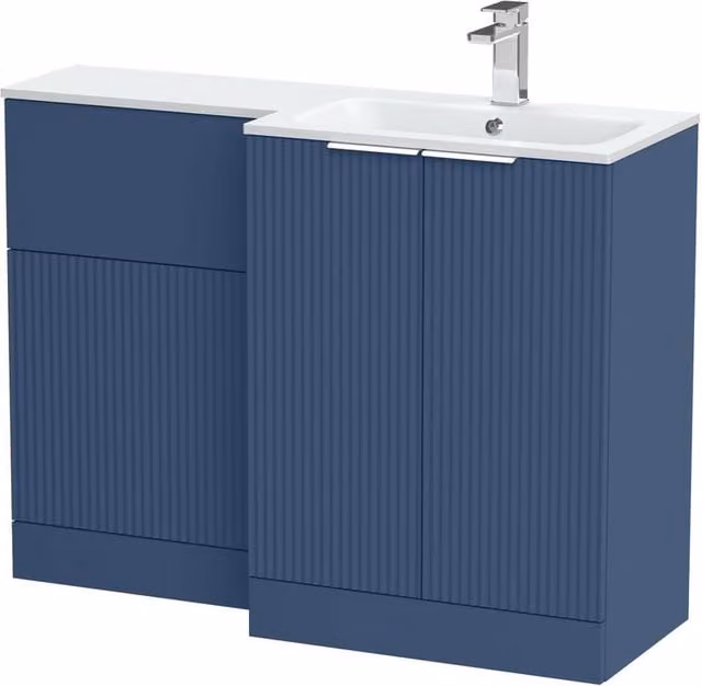 Balterley Tixall 2 Door Blue Vanity WC Combi Unit with Stone Basin, Right Hand, W: 110 cm