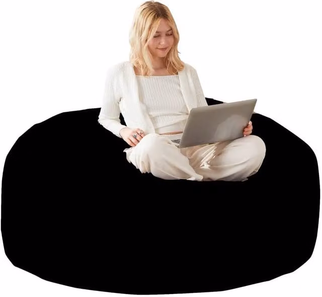 Matteo Black Microfibre Bean Bag Sofa Chair with Removable Cover