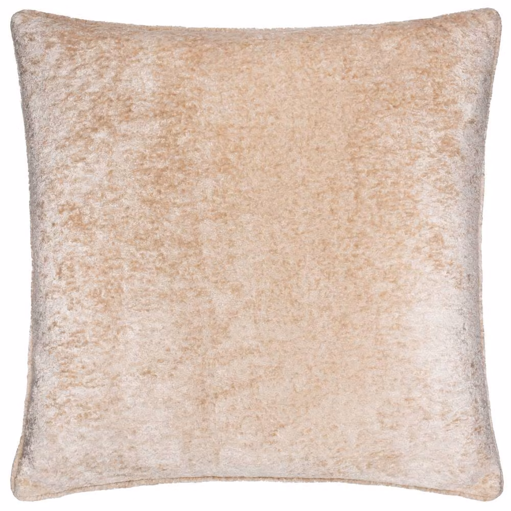 Paoletti Lustre Square Crushed Velvet Cushion in Beige, W/D/H: 50 x 50 x 50 cm – 2