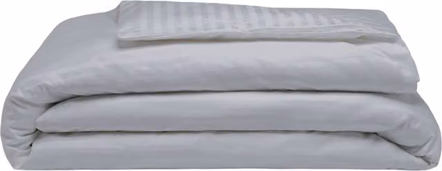 Belledorm 540 Thread Count Mako Satin Striped Cotton Duvet Cover and Pillowcase Set in Silver and White