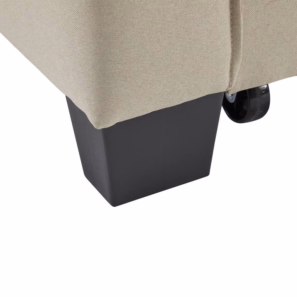 Merax 2-Seater Convertible Pull-Out Sofa Bed in Beige with Cup Holders and Scatter Cushions – 5