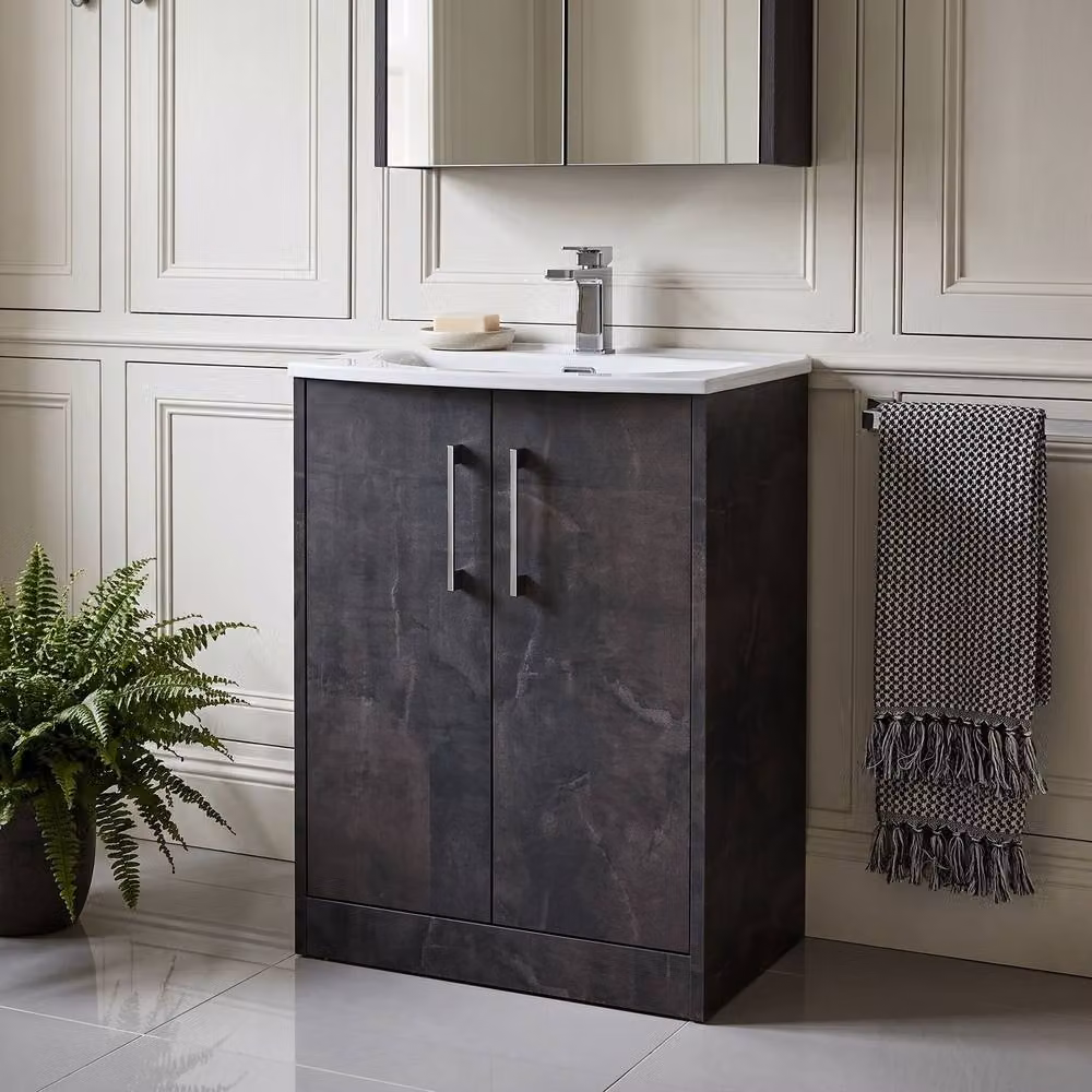 Balterley Winshill Contemporary 2 Door Floor Standing Grey Bathroom Vanity Basin Unit, Width: 60 cm – 2