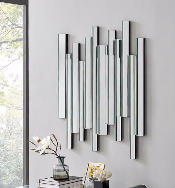 FurnitureboxUK Crystalline Modern Rectangular Silver Wall Mirror, W: 100 cm, H: 80 cm