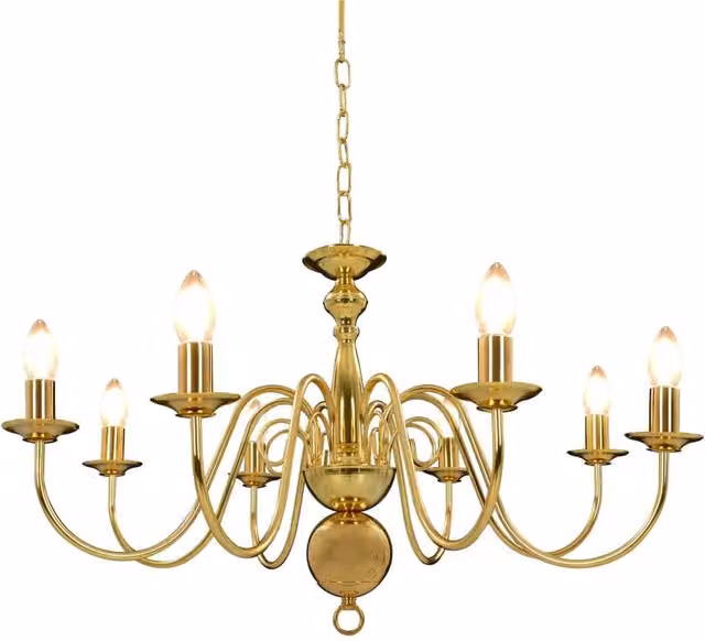 Berkfield Home Antique Gold Metal Chandelier with 8 x E14 Bulbs – 1