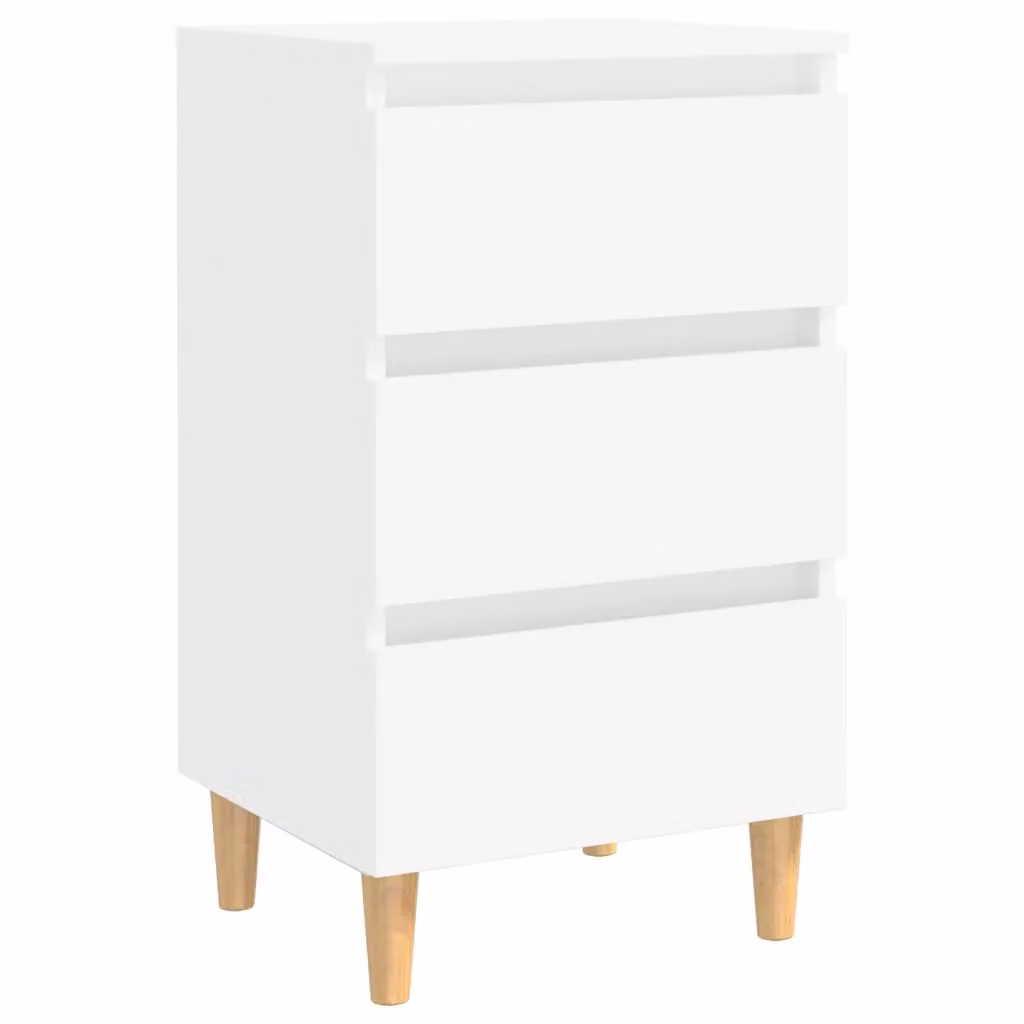 Berkfield Home Bedside Cabinet in White with Solid Wood Legs, W: 40 cm, D: 35 cm, H: 69 cm – 2