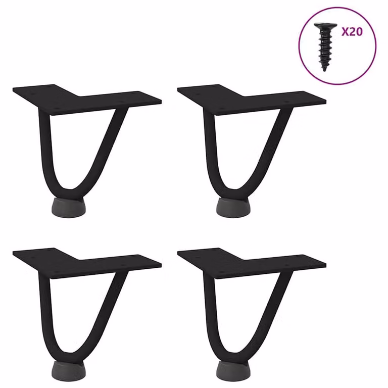 Berkfield Home Hairpin Table Legs, 4 Pieces, Black Matt Solid Steel, Height: 10 cm