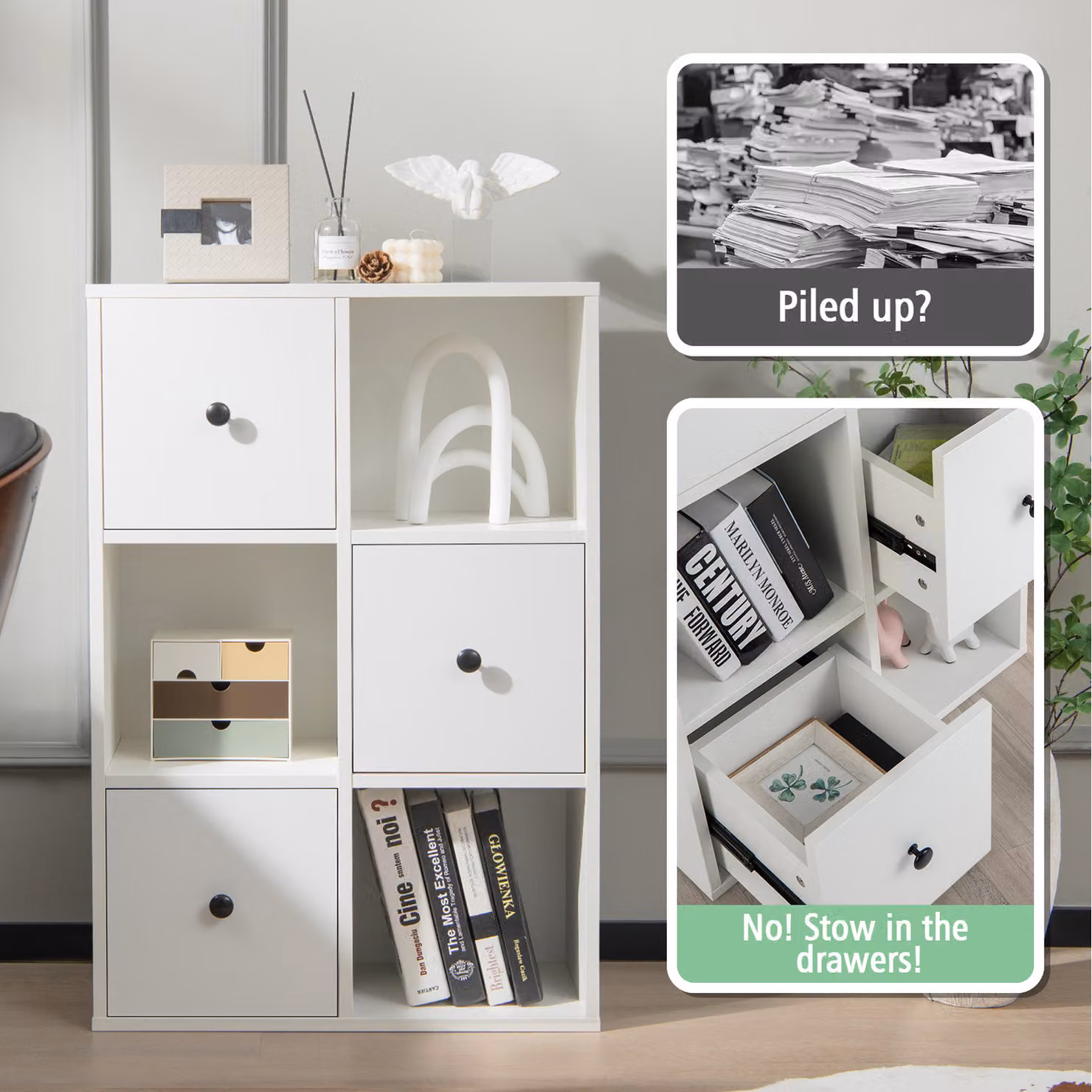 Costway Floor Standing Bookcase Cabinet in White – 2