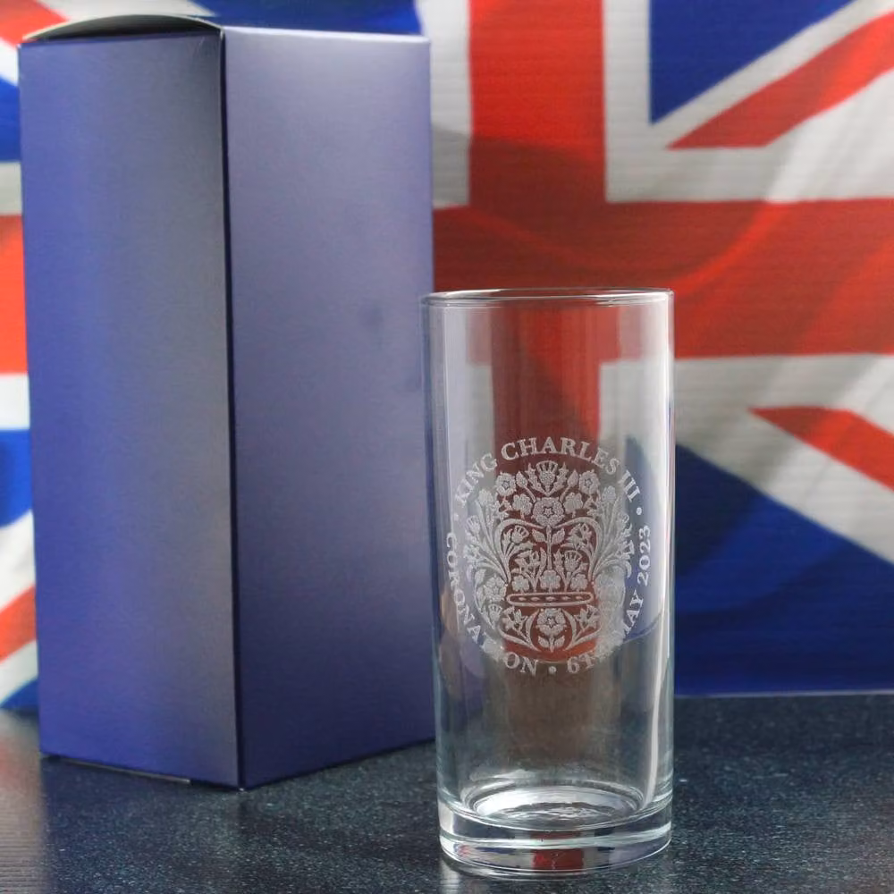 Uniqueful Personalised Commemorative Coronation of the King Hiball Tumbler in Clear Glass – 2
