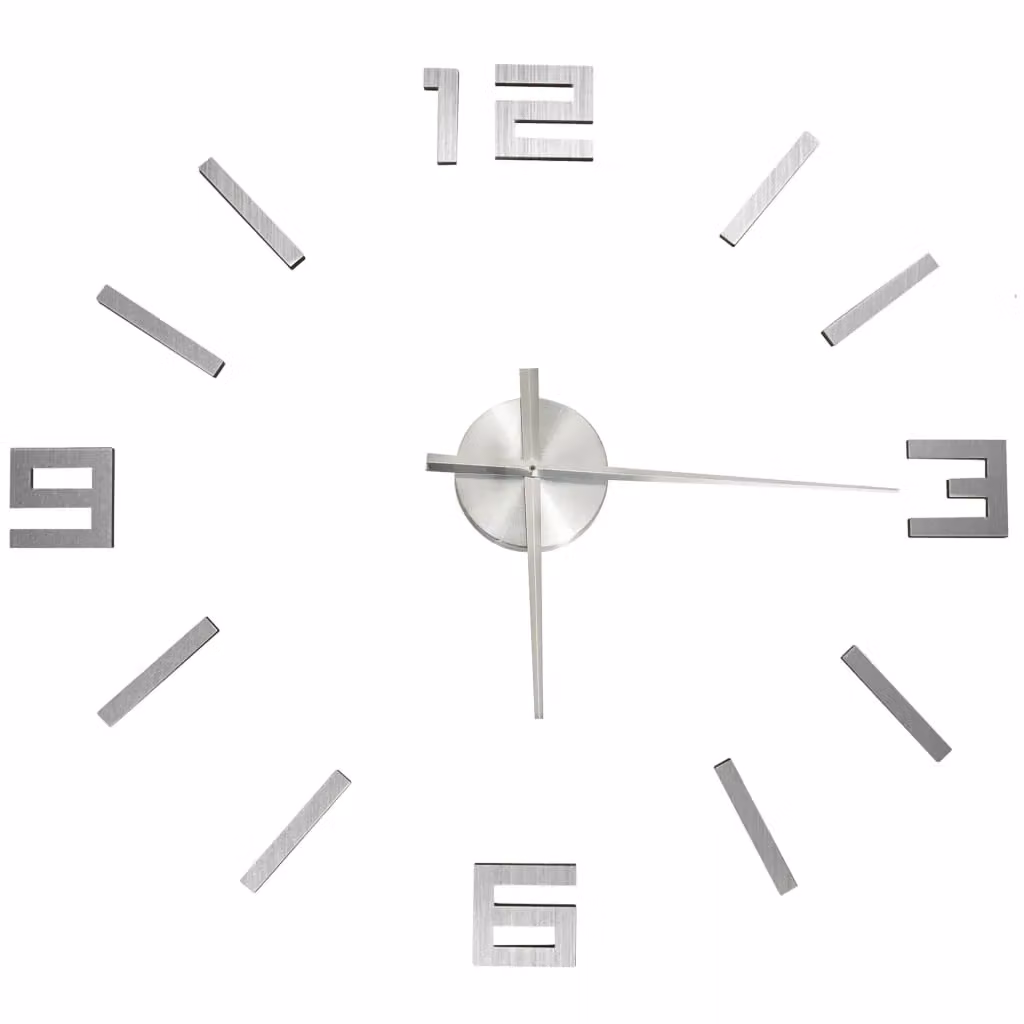 Berkfield Home Modern 3D Silver Metal Wall Clock, Diameter: 100 cm – 2