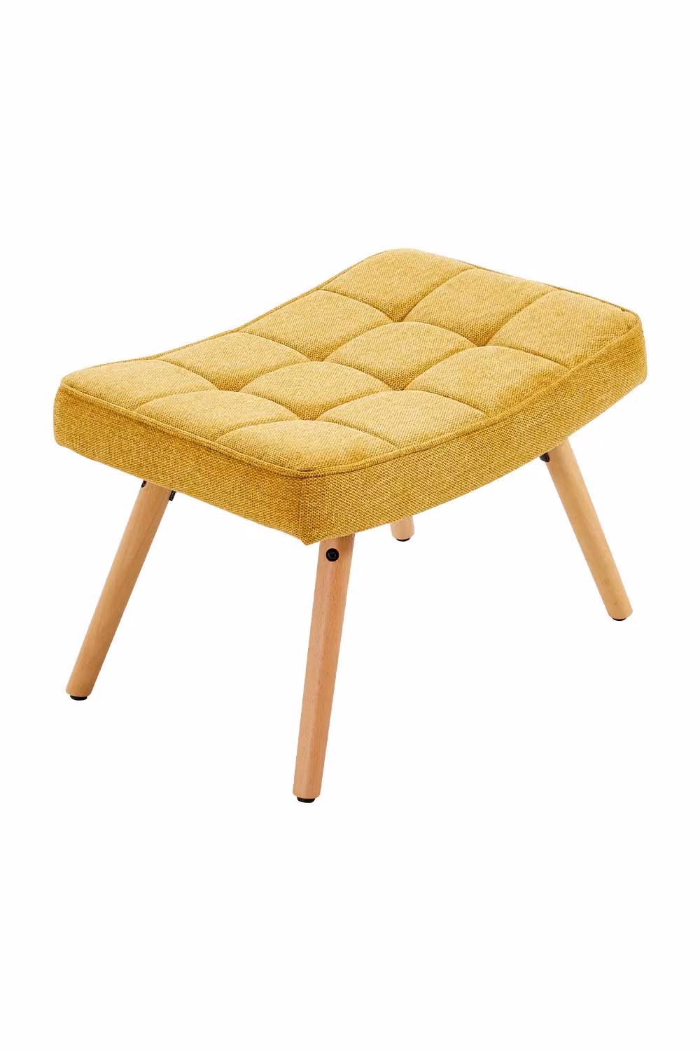 H&O Direct Yellow Linen Tufted Armchair with Integrated Ottoman – 2