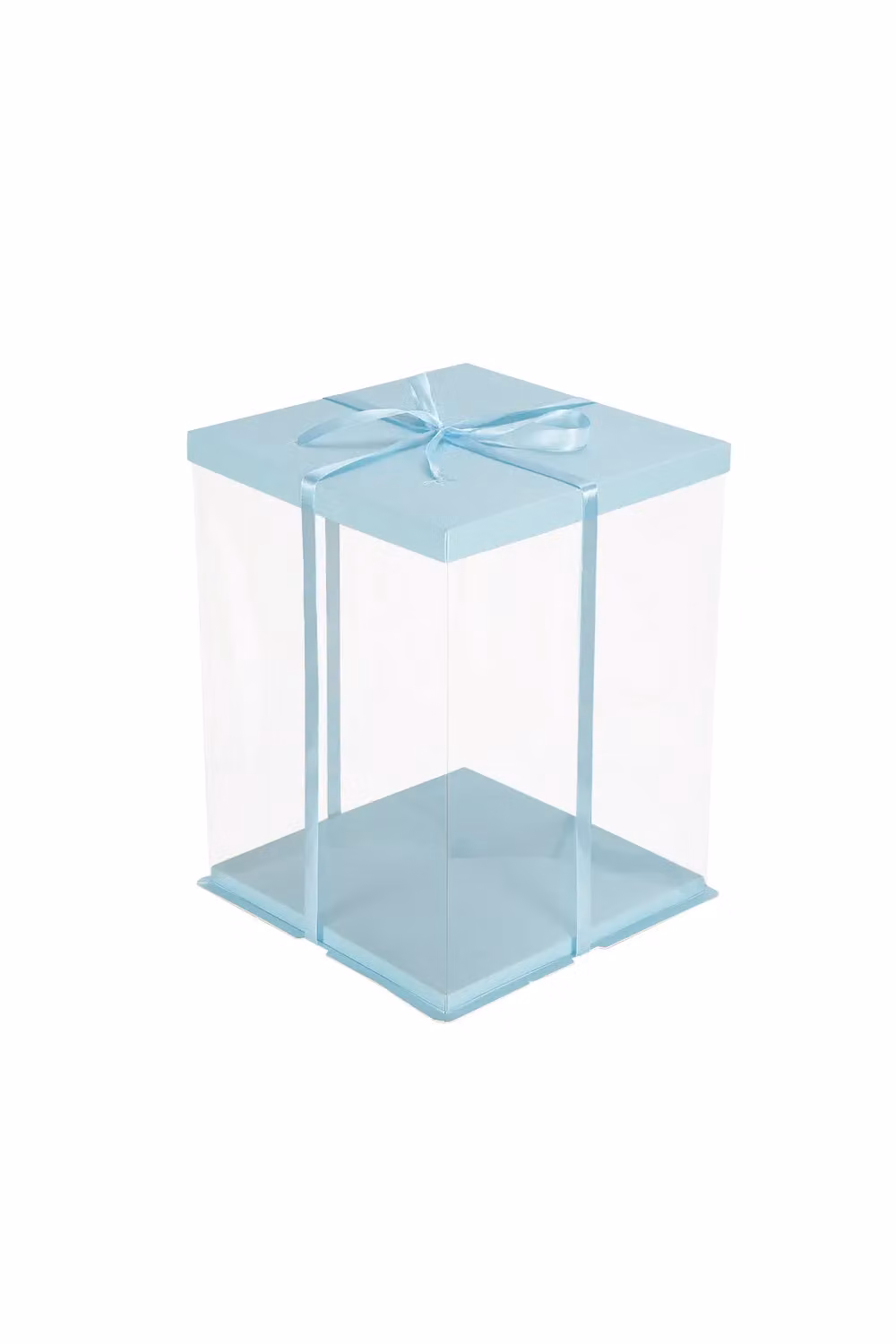 Living and Home Blue Rectangular PVC Cake and Gift Box with Paper Lid and Ribbon W/D/H: 30 x 40 x 30 cm – 2