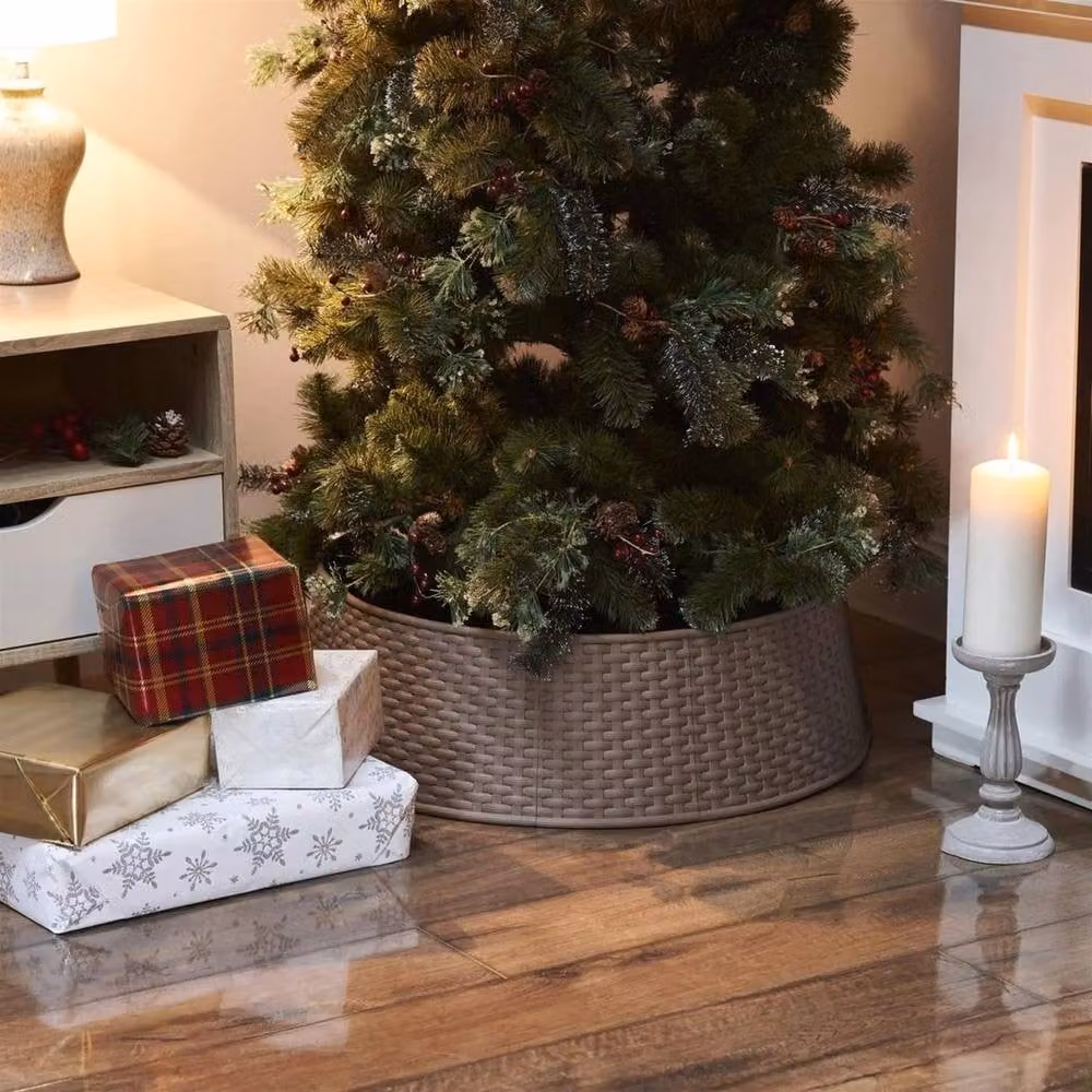 SPETLEK Brown Plastic Round Tabletop Christmas Tree Skirt Basket – 2