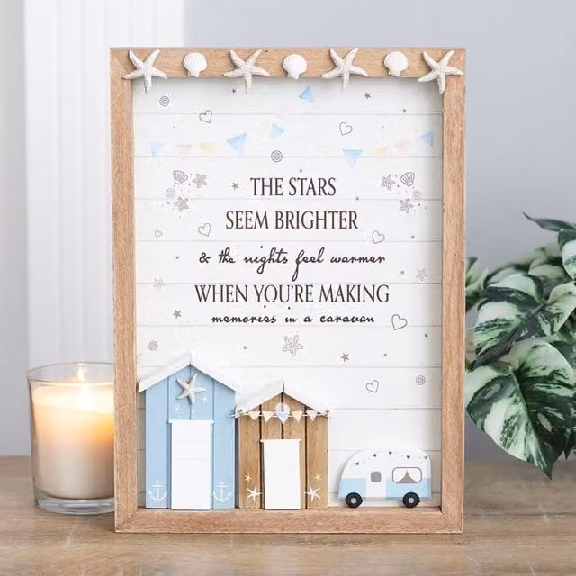 Uniqueful The Stars Seem Brighter 3D Shell Caravan Wood Wall Plaque in Multicolour
