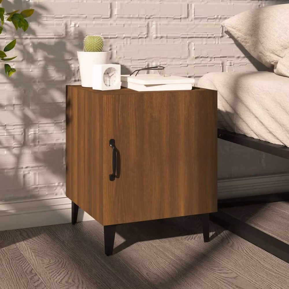 Berkfield Home Elegant Bedside Cabinets, 2 Piece Set in Brown Oak Engineered Wood, W/D/H: 40 x 40 x 50 cm – 5