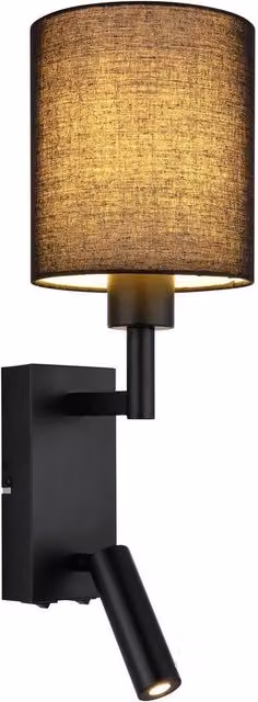 Netlighting Zamora Reading Wall Light in Matt Black with Black Textile Shade, E27