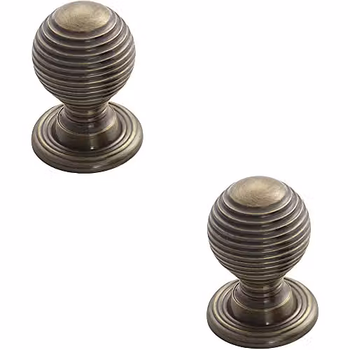 Loops 2 Pack Textured Reeded Ball Cupboard Door Knobs in Brushed Florentine Bronze, Diameter: 23 mm