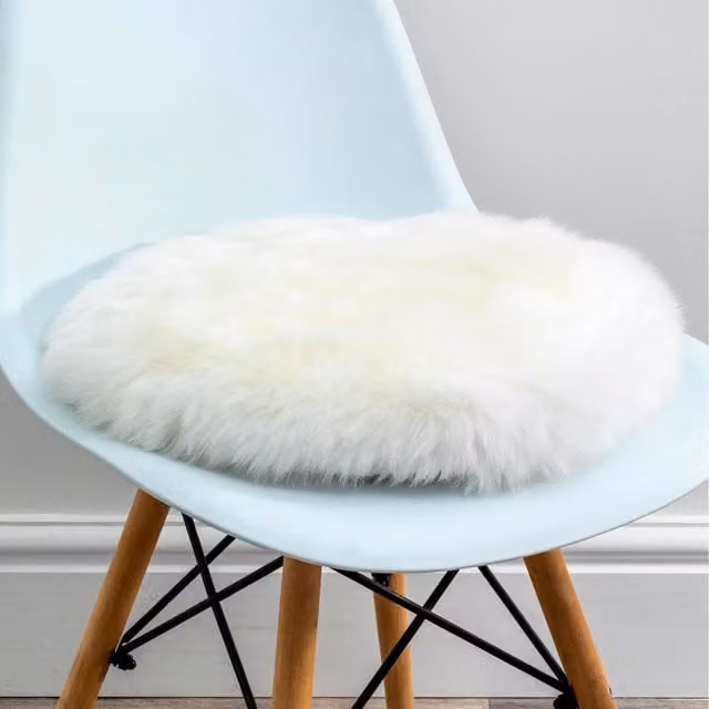 Native Natural Round White Lambskin Sheepskin Chair Pad