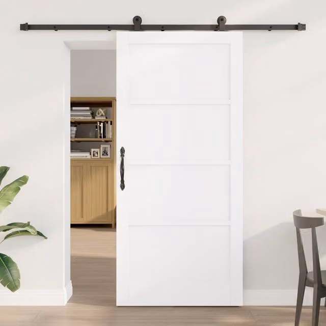 Berkfield Home Orkdal White Solid Wood Pine Sliding Door with Hardware Set