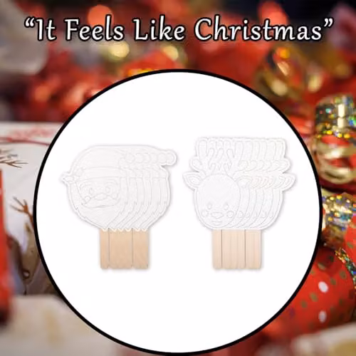 VFM e-Store Christmas Mask Painting Set in White, W: 34 cm, D: 7.7 cm, H: 2.6 cm – 5