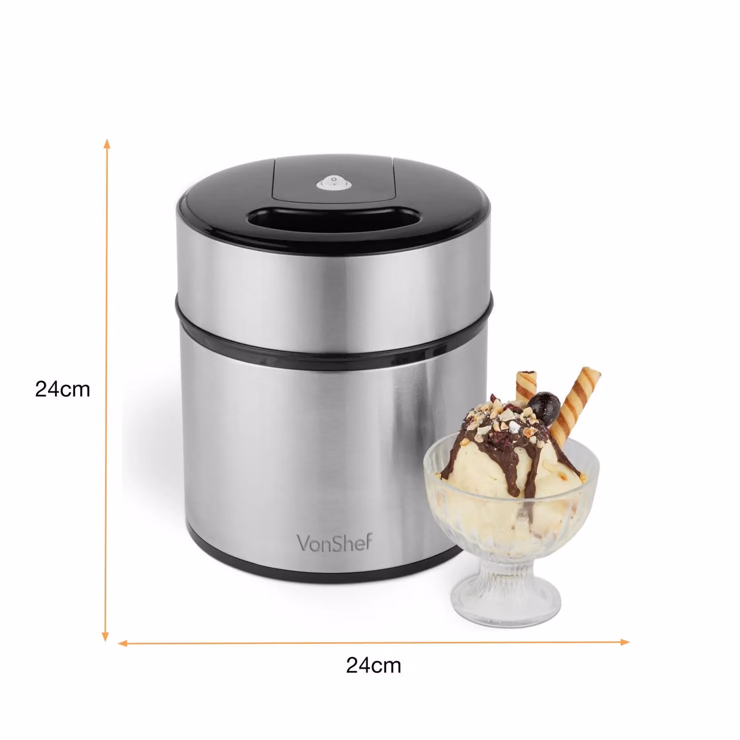 VonShef Silver Ice Cream Maker Machine with 2L Capacity – 6