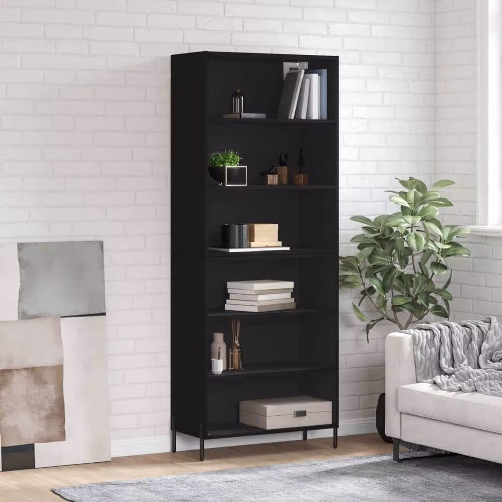 Berkfield Home Modern Black Highboard W: 69.5 cm, D: 32.5 cm, H: 180 cm – 2