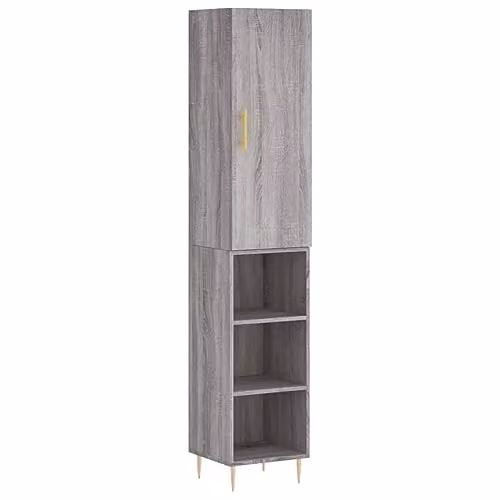 vidaXL Modern Grey Sonoma Highboard with Hinged Doors and Internal Shelves, W/D/H: 34.5 x 30.66 x 180 cm – 1