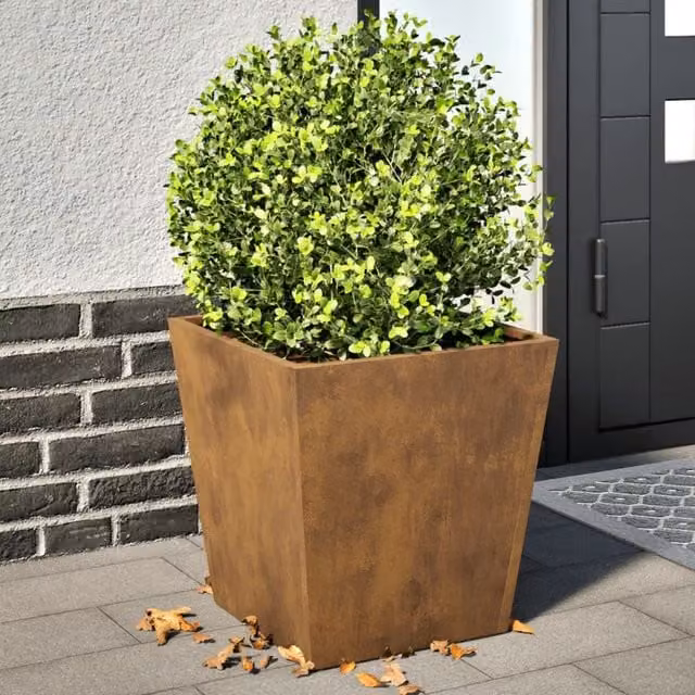 Berkfield Home Corten Steel Garden Planter Tubs in Brown, 2 Pack, W/D/H: 40 x 40 x 40 cm – 1