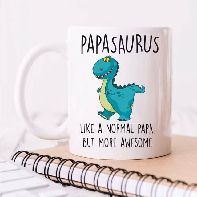 60 Second Makeover Papasaurus Men's Ceramic Mug in White – 1