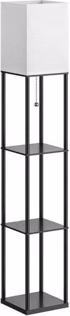 KORVIXA LED Shelf Floor Lamp in Black, Height: 140 cm