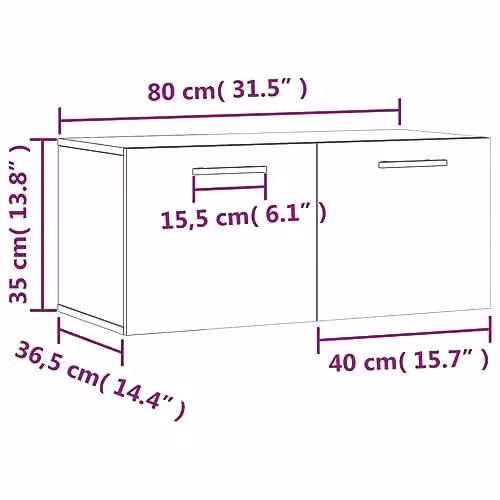 vidaXL Modern Wall Cabinet in Smoked Oak Brown, W/D/H: 80 x 35 x 35 cm – 3