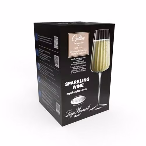 Luigi Bormioli Optica Crystal Champagne Flutes, Transparent, 4 x 210ml – 2