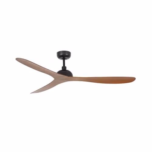 Netlighting Gotland Black and Wood Ceiling Fan with Remote Control and Dimmable Function, Diameter: 132 cm