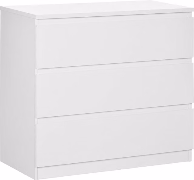 HOMCOM 3-Drawer White Chest of Drawers Modern Freestanding Storage Organiser for Bedroom and Living Room – 1