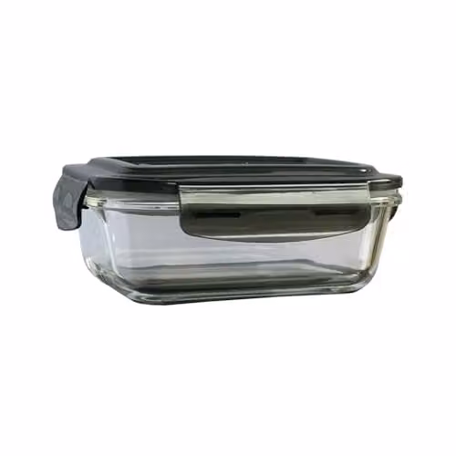 MantraRaj Airtight Glass Food Storage Container with Leakproof Silicone Seal Lid, 620ml, Transparent